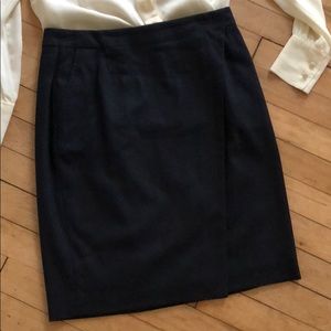 Navy wool pencil skirt